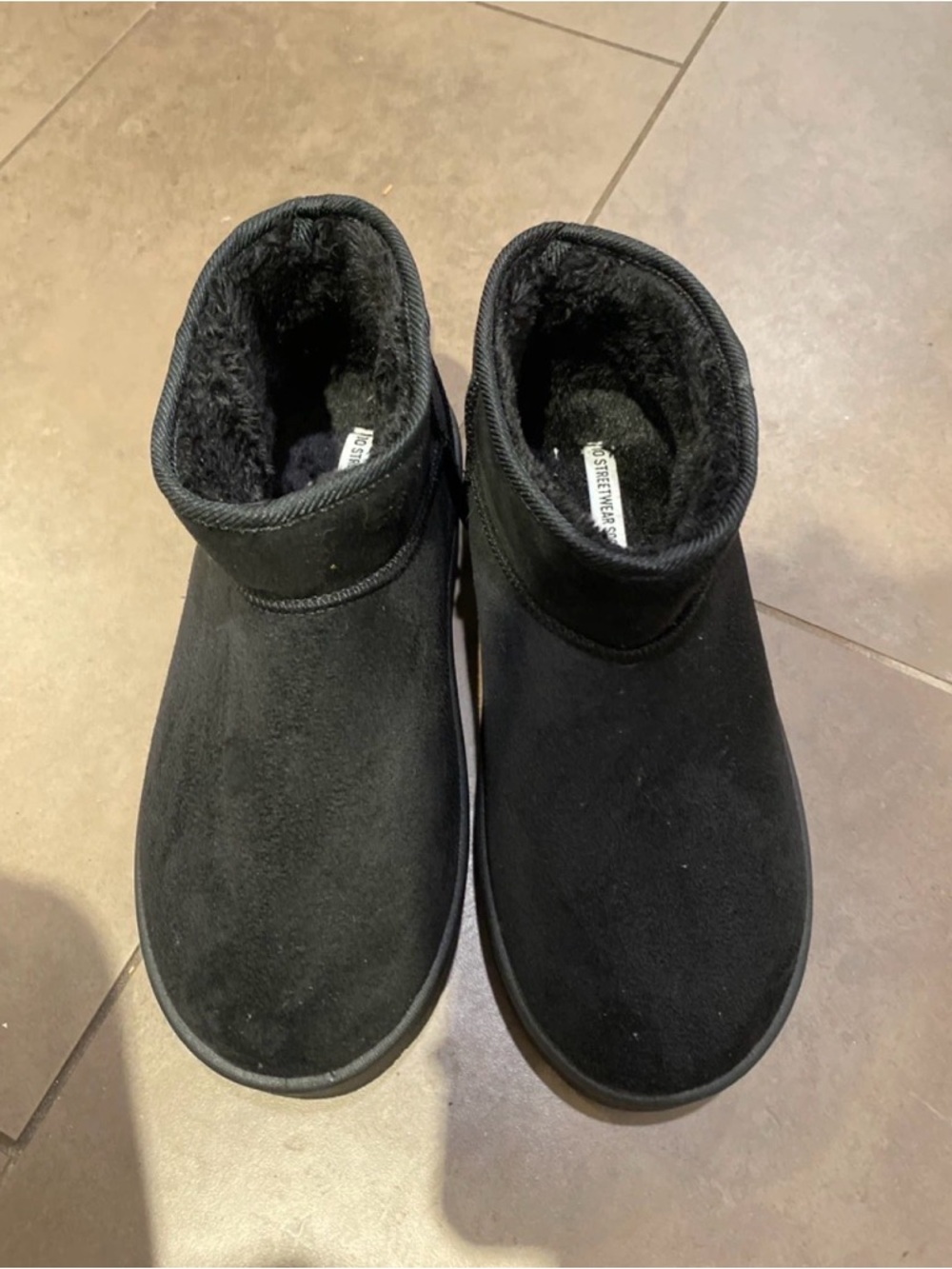Streetwear Society Black Faux-Suede Ankle Booties